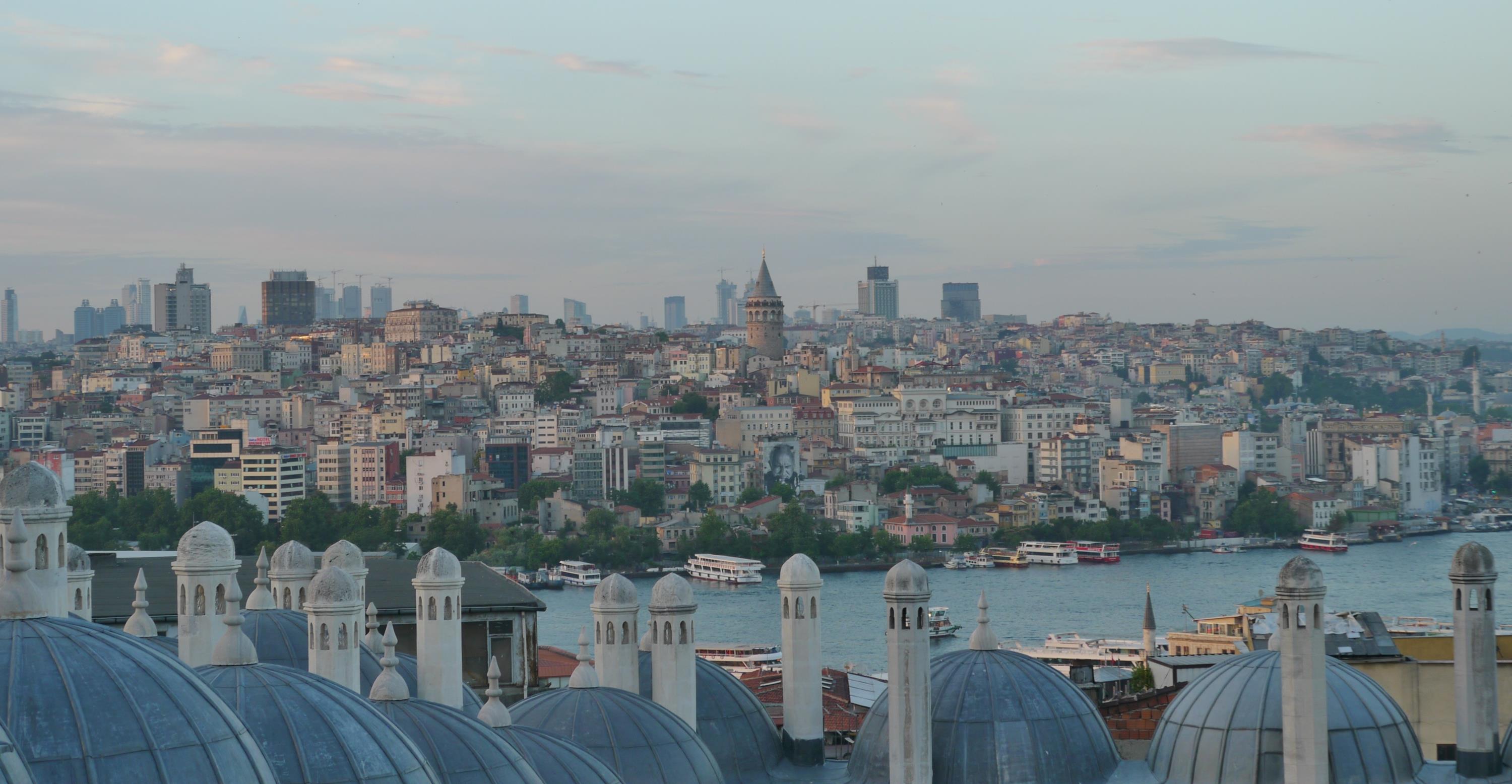 Looking across the Golden Horn to Galata Tower from Suleymaniye Mosque